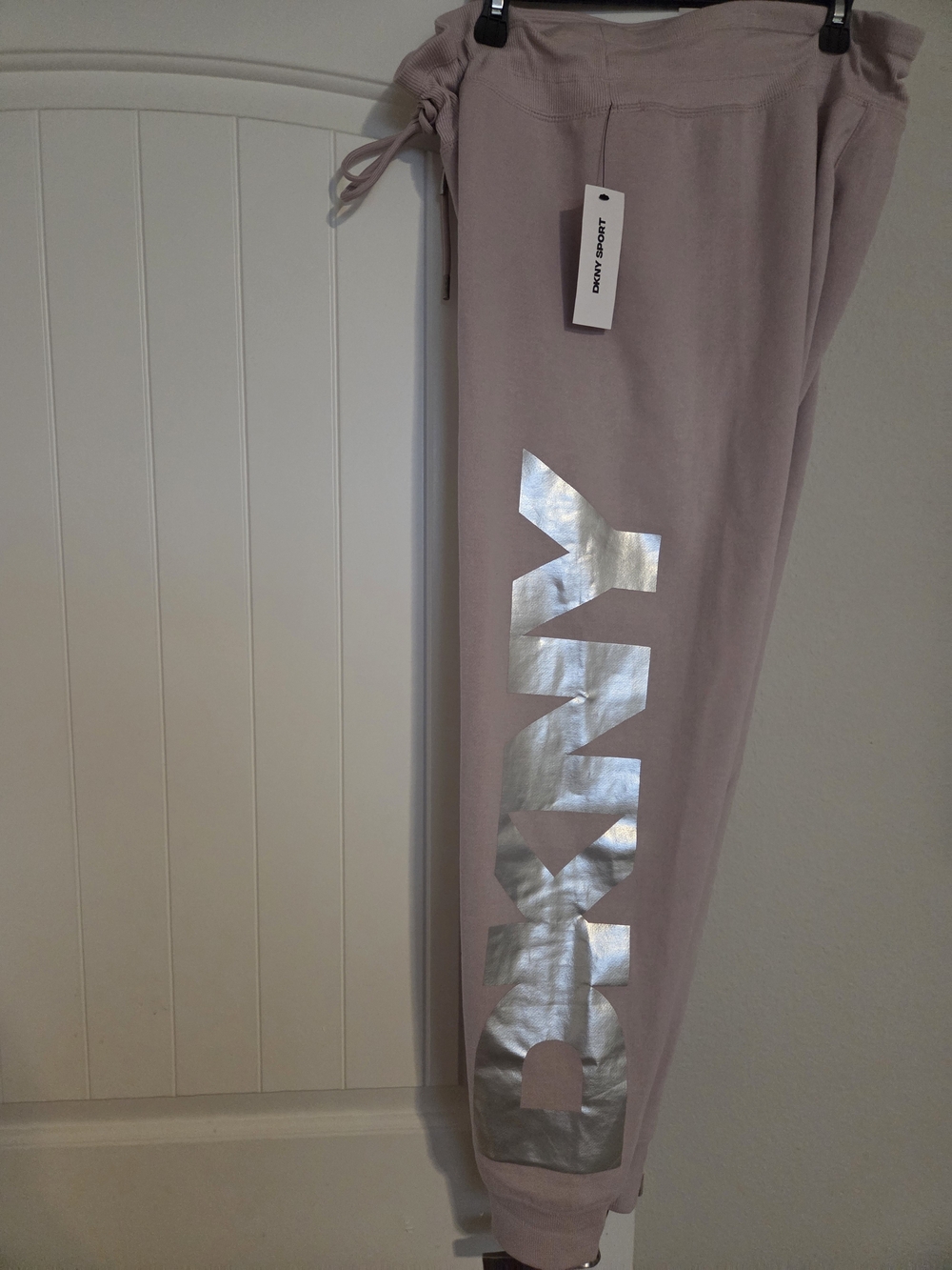 DKNY Light Mauve Joggers with Silver Metallic Logo